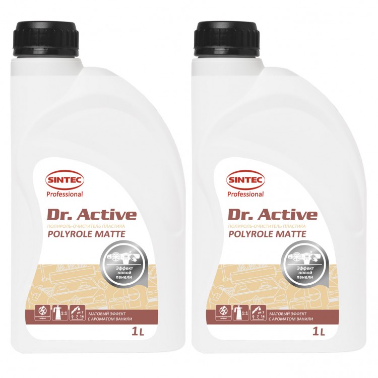 Полироль-очиститель пластика Sintec Polyrole Matte матовый блеск с аромат.ванили 1л. (2 канистры)