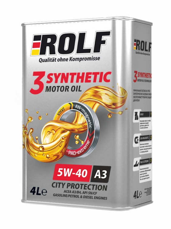 Масло моторное ROLF 3-synthetic 5W-40 ACEA A3/B4 4л