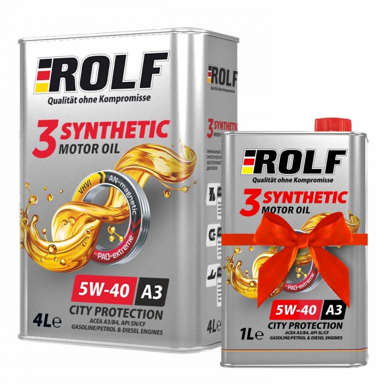Масло моторное ROLF 3-synthetic 5W-40 ACEA A3/B4 4л + 1л в подарок
