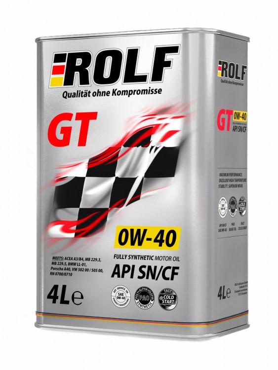 Масло моторное ROLF GT SAE 0W-40 API SN/CF 4л