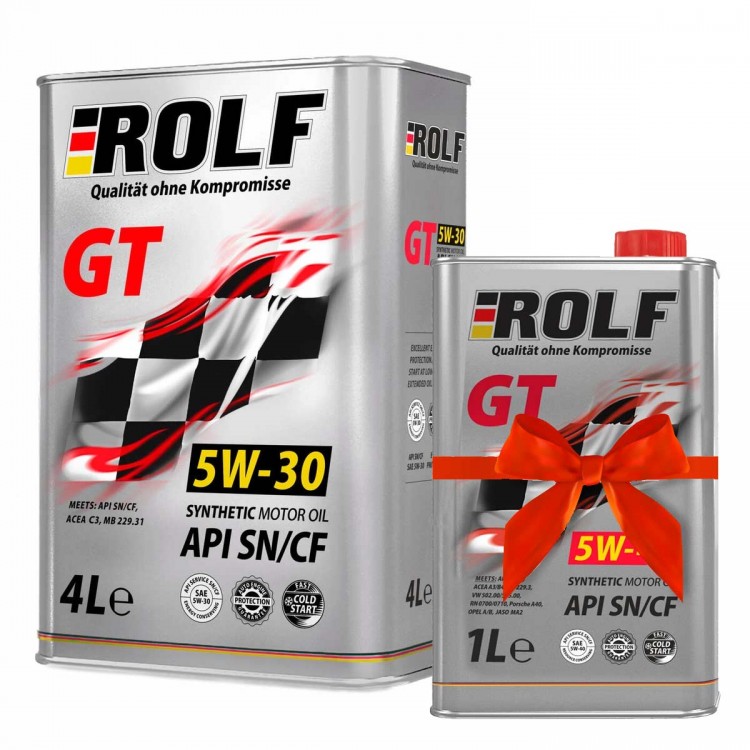 Масло моторное ROLF GT SAE 5W-30 API SN/CF 4л + 1л в подарок